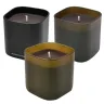 Velas aromáticas en vasos cuadrados de tono oscuro y acabado mate, ideales como material promocional para regalos corporativos
