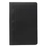Toma fotográfica de libretas promocionales con cubierta negra en acabado mate, grabado geométrico de triángulos en relieve en la parte superior y lomo liso ideal para impresión corporativa.
